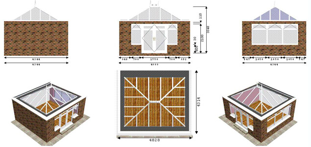 Cad drawings of an Orangery installation by Bosomworth Glass in Filey