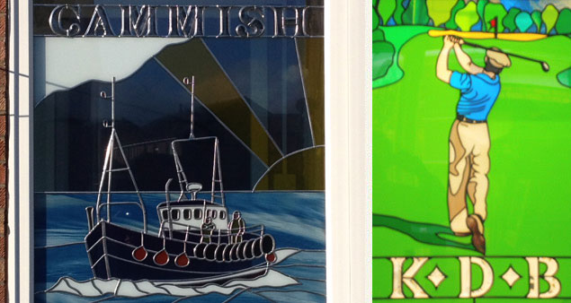 Bosomworth Glass, based in filey, boat and golf bespoke stained glass examples