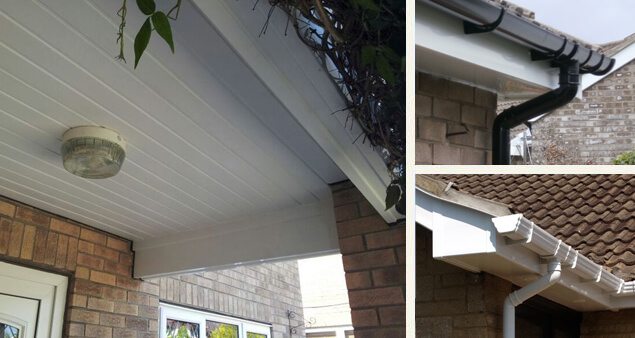 Examples of guttering and downpipes from Bosomworth Glass in Filey, Scarborough and Bridlington