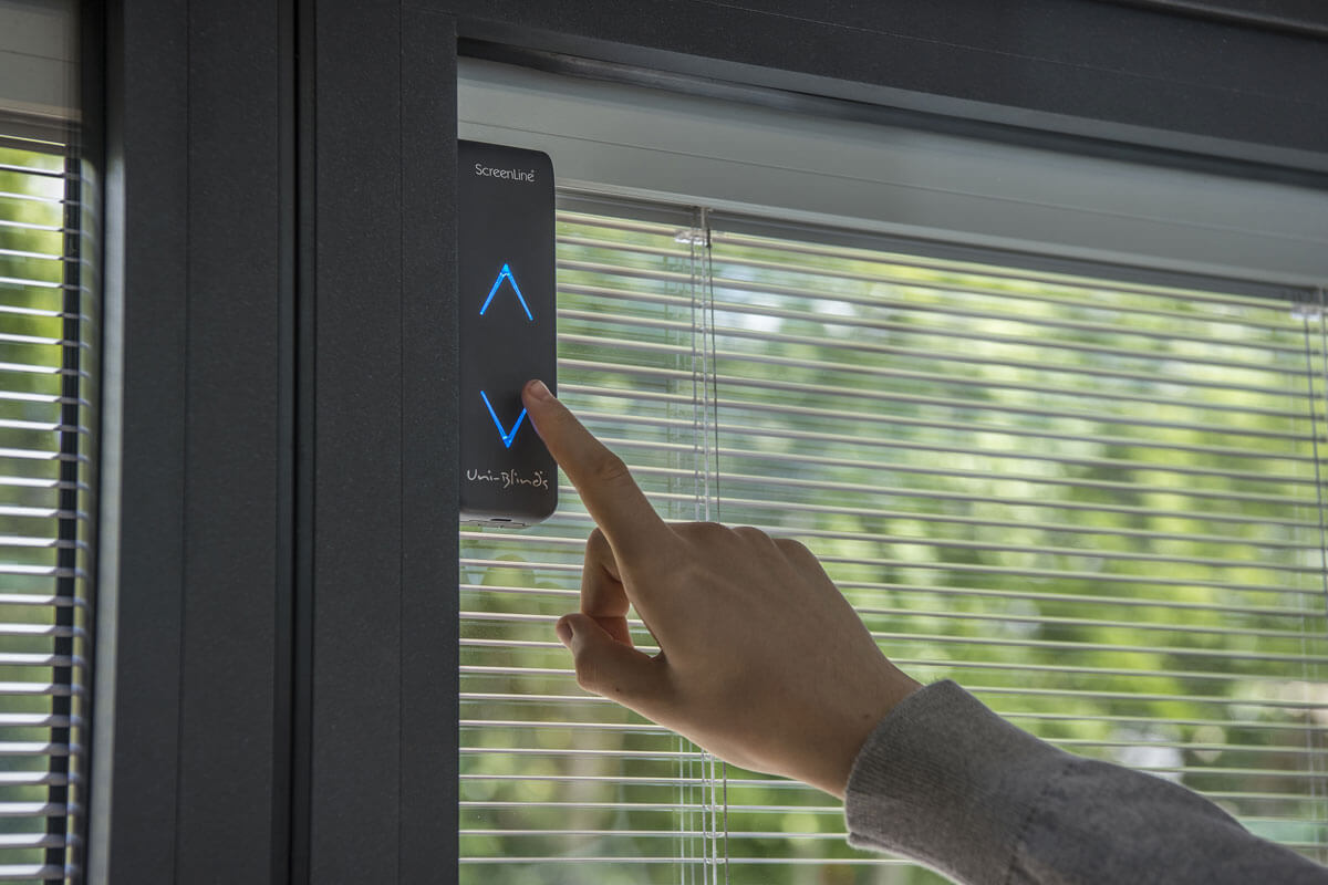 An example of a Uni-Blinds automatic controller for integral window blinds  by Bosomworth Glass in Filey