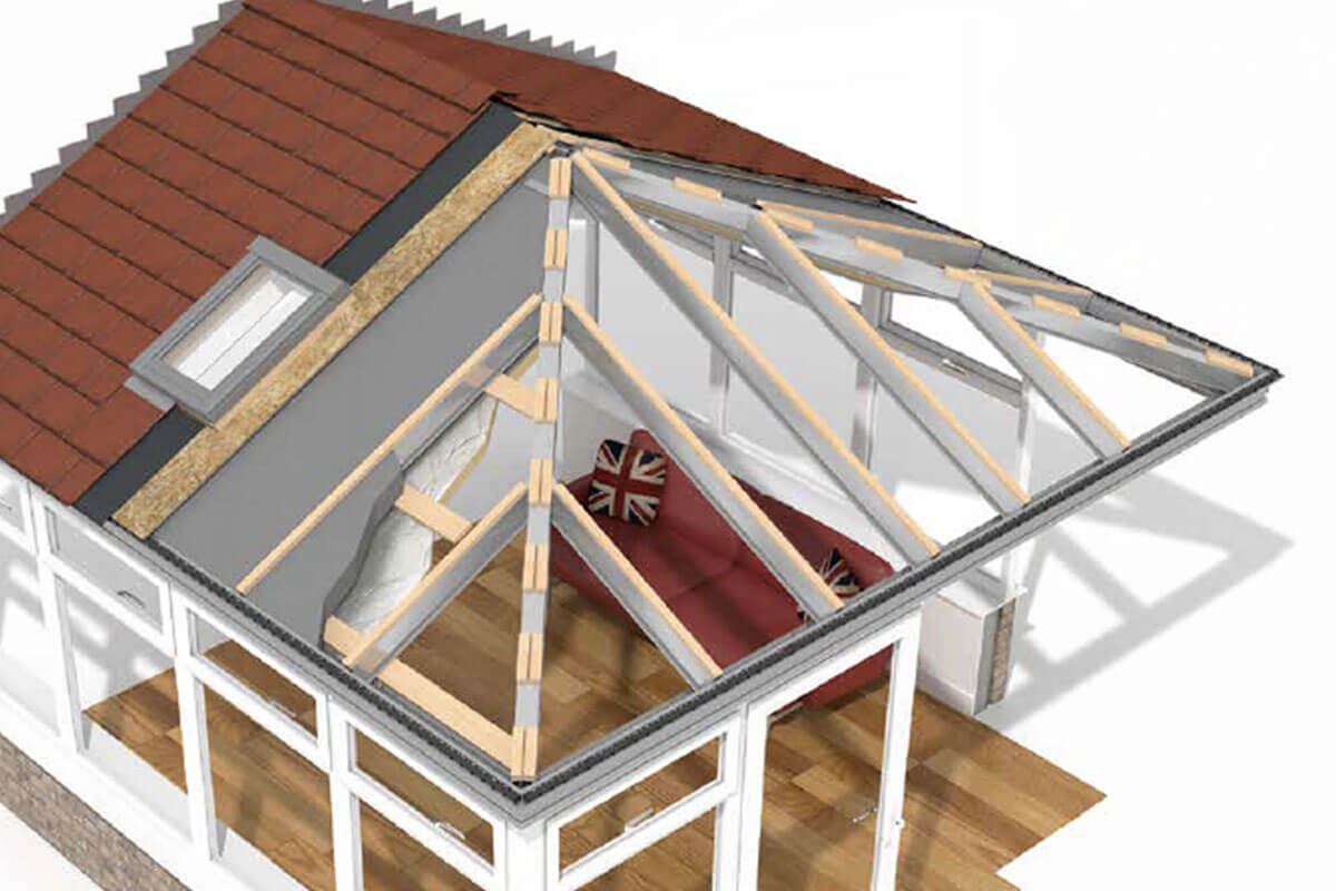 An graphical example of an Equinox Roof System from Bosomworth Glass in Filey